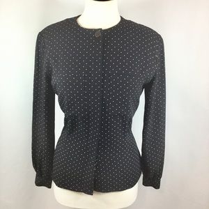 Liz Claiborne button down blouse - polka dot b/w